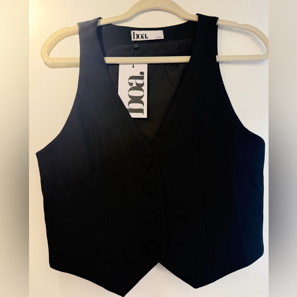 Women's Black Button-Front Vest